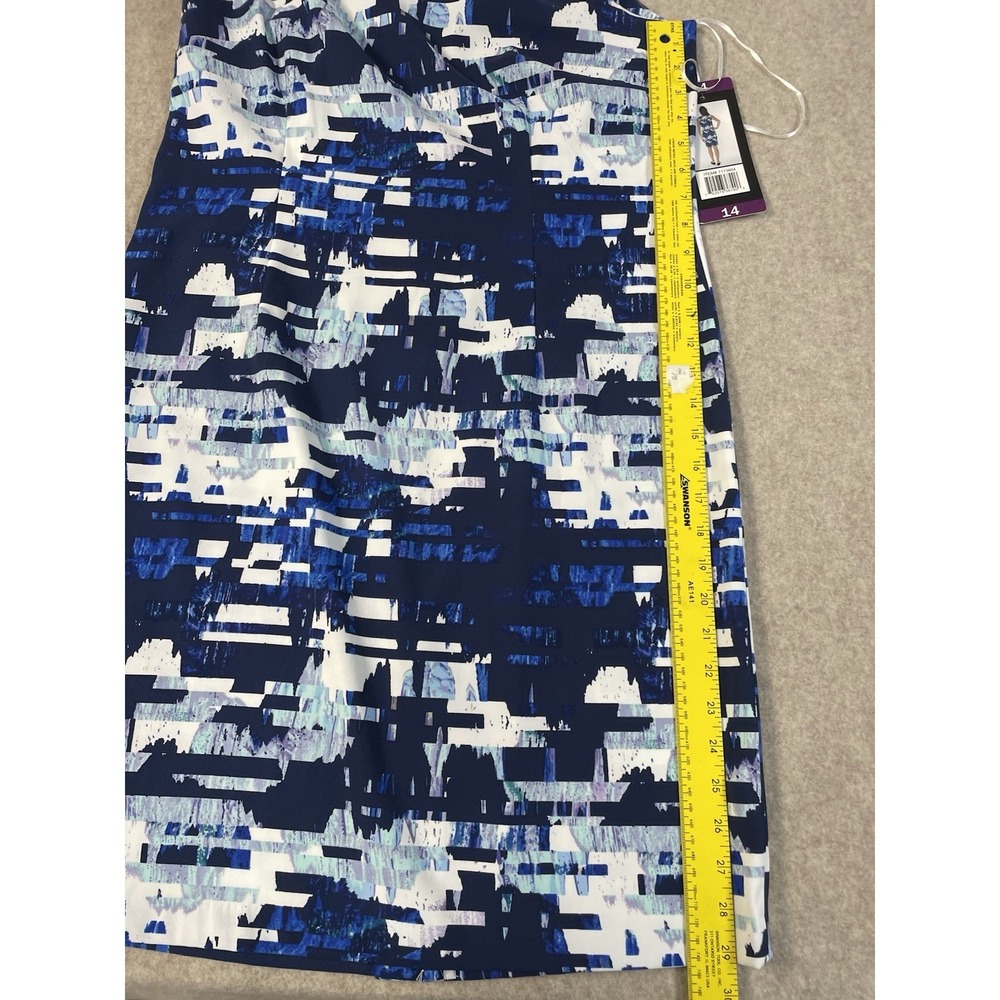 NWT Mario Serrani Italy Sleeveless Sheath Dress Blue Knee Length Size 14 - Picture 9 of 12